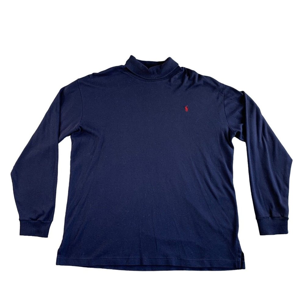 Vintage Ralph Lauren Polo Sweater Mens XL Blue Turtleneck Pullover USA Thermal *